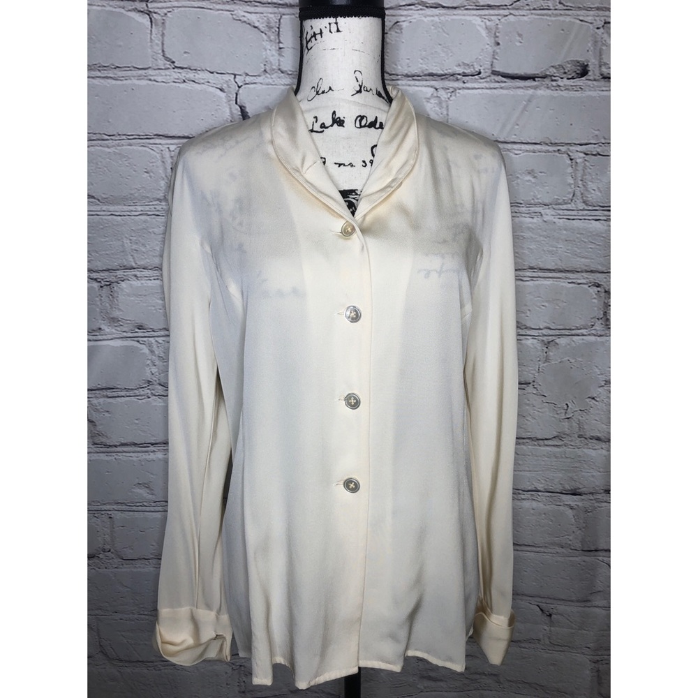 Ralph Lauren Old Money Aesthetic Vintage 80’s Silk Blouse - size 8